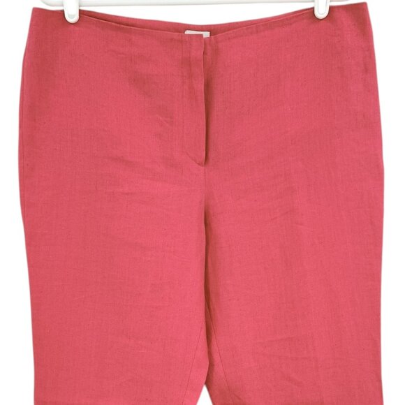 Armani Collezioni Women's Mid Rise 100% Linen Coral Trouser Pants Size 10 - Picture 4 of 10
